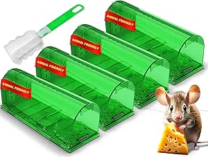 Utopia Home Humane Mouse Trap - Rat Trap & Mouse Catcher Easy to Set - Pet Safe Mice Traps for House Indoor - Quick, Effective, Reusable & Safe Rodent Trap (Green, Large (Pack of 4))