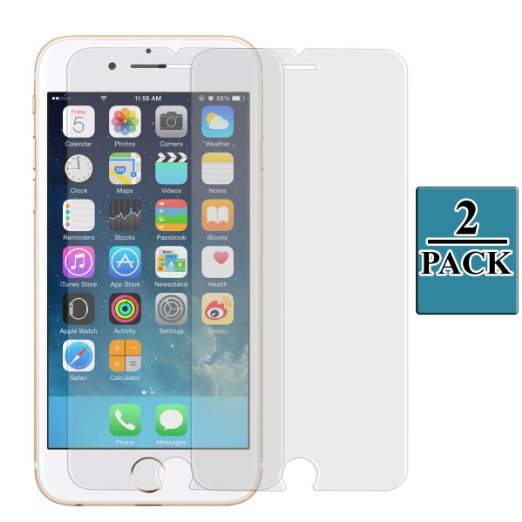 [2 Pack][Lifetime Warranty] Glass Screen Protector for iPhone 6/6S 4.7", Bvanki®0.33mm Tempered Glass Screen Protector for iPhone 6/6S , Premium Crystal Clear 9H Hardness 2.5D Curved Edge.