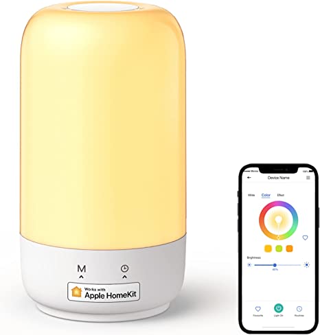 Meross Smart Table Lamp for Bedroom, Bedside Lamp Support Apple Homekit, Alexa and Google Assistant,Tunable White & Multi-Color, WiFi LED Nightstand Lamp,Touch Control, Voice and APP Control