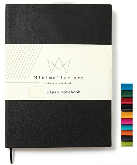 Minimalism Art | Soft Cover Notebook Journal, Size:5.8"X8.3", A5, Black, Plain/Blank Page, 192 Pages, Fine PU Leather, Premium Thick Paper - 100gsm | Designed in San Francisco