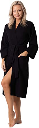 Premium Turkish Cotton Waffle Weave Lightweight Kimono Spa Bathrobe for Women