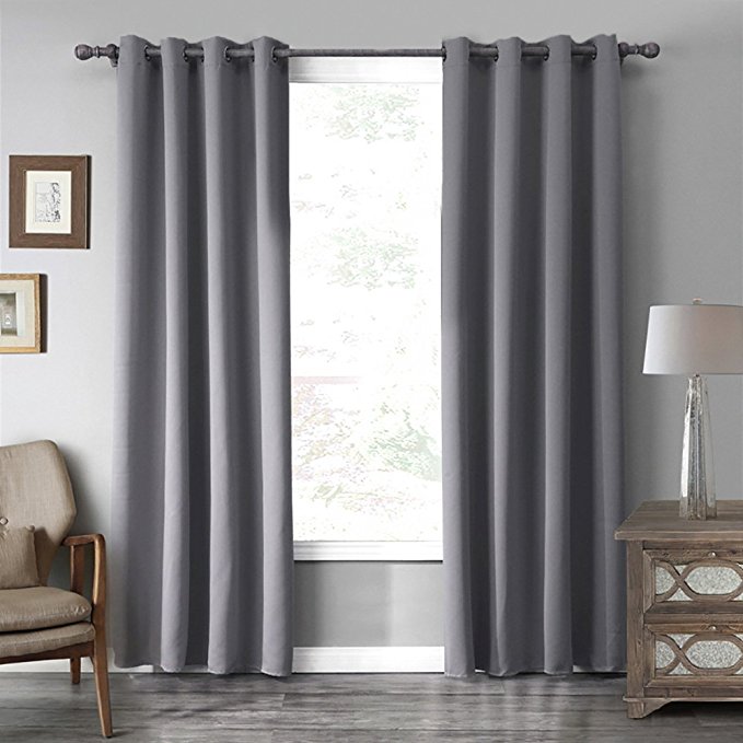 VOGOL Room Darkening Thermal Insulated Blackout Solid Window Curtains/Drapes/Panels for Bedroom,52 x 63Inch,2 Panels,Top Grommets