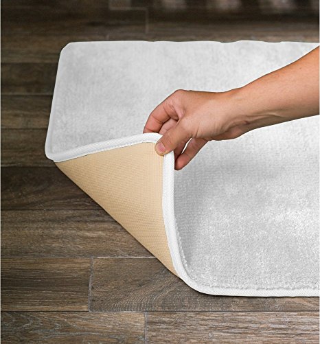 Luxury Large Hotel and Spa Memory Foam Bath Mat Rug Soft Durable Bathroom Nonslip (20"x36" White)