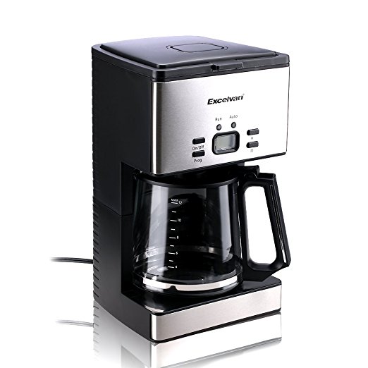 Excelvan CM6626T 1000W Stainless Steel Coffee Machine Programmable Digital Coffeemaker,12-15 Cups