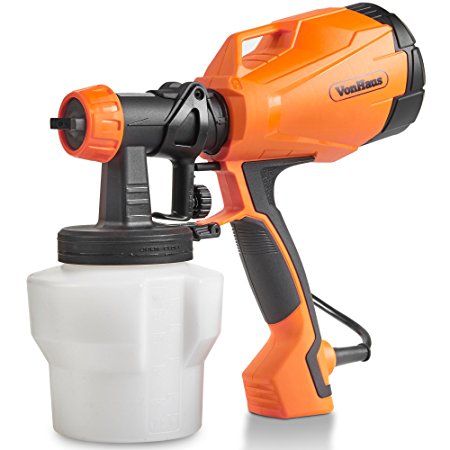 VonHaus Electric HVLP Spray Gun Paint Sprayer with 3 Adjustable Spray Patterns and Flow Control Ideal for Painting Fences, Ceilings, Walls and Floor