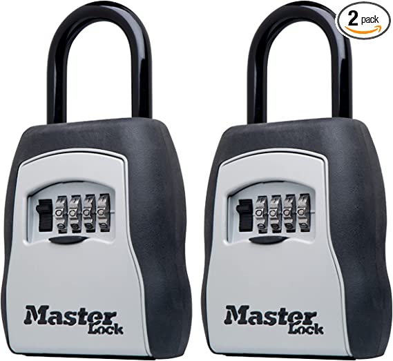 Master Lock Key Lock Box, Outdoor Lock Box for House Keys, Key Safe with Combination Lock, 5 Key Capacity, 2 Pack, 5400EC2