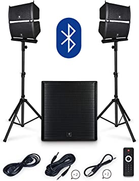 PRORECK Club 4000 18-inch 4000W P.M.P.O Stereo DJ/Powered PA Speaker System Combo Set Line Array Speaker and 18 inch Active Subwoofer with Bluetooth/USB/SD Card/Remote Control