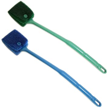 FOONEA Aquarium Double Sided Sponge Cleaning Brush Cleaner Scrubber 2 Packs One Set Blue and Green Brushs
