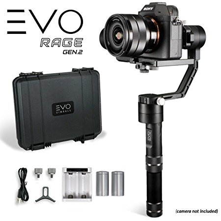 EVO Rage Gen2 3 Axis Gimbal for DSLR & Mirrorless Cameras - Stabilizer Works with Sony A7S II, Panasonic GH4 GH5, and most cameras 350g to 1800g | 1 Year US Warranty & Support