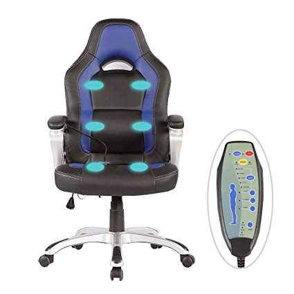 Murtisol Office Massage Chair Massage Ergonomic Gaming Chair Leather Black & Blue