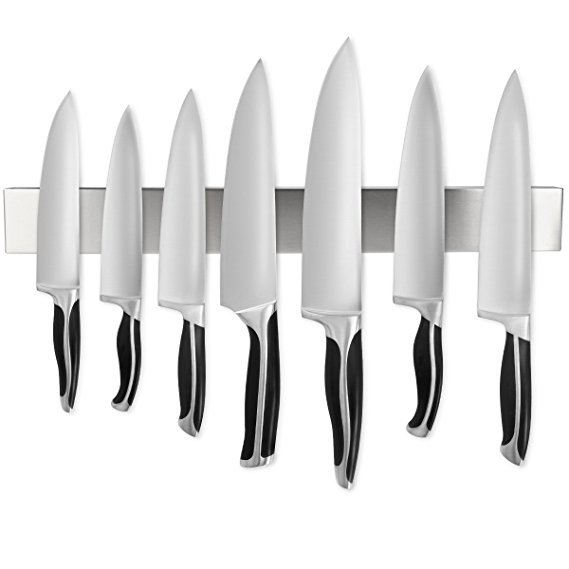 Homemaxs 16 Inch Magnetic Knife Holder, Stainless Steel Magnetic Knife Rack for Steak/Chef/Carving Knives Kitchen and Bar
