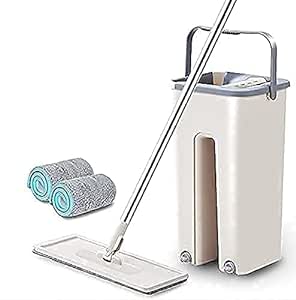 Mop-Heavy-Quality-Floor-Mop-with-Bucket-Flexible-Flat-Squeze-Cleaning-Supplies-360Flexible-Mop-Reusable-2-Pad-Home-Floor-Cleaner-Mint-Pet-Full-Size- (Multiii)