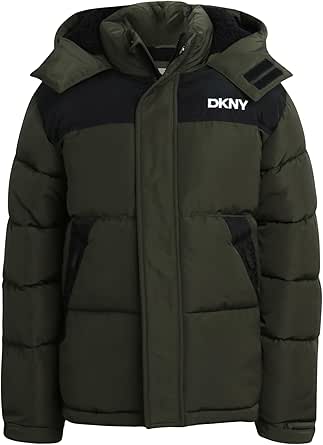 DKNY Boys' Puffer Jacket - Heavyweight Sherpa Fur Lined Hooded Winter Coat - Water Resistant Bubble Jackets for Boys (8-20)