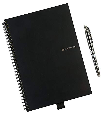 [2018 UPGRADED] Elfinbook Smart Notebook 2.0 B5 Black, Cloud & Evernote Storage, Water-to-Erase, Reusable Everlast, OCR Conversion, PDF to Word, 1 Pilot FriXion pen, B5, 6.9”x9.8” (B5 Black)