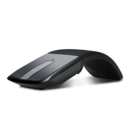 FLOVEME 2.4GHz Wireless Bluetooth Folding Arc Touch Optical Mouse for Laptop / Netbook / Desktop Computers, Support Microsoft Windows 2000 / XP / Vista / Linux and Apple MAC with USB Receiver - Black