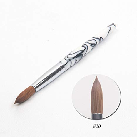 ANGNYA Big Size Acrylic Nail Brush Classical Design White Acrylic Handle Kolinsky Nail Brush 20#