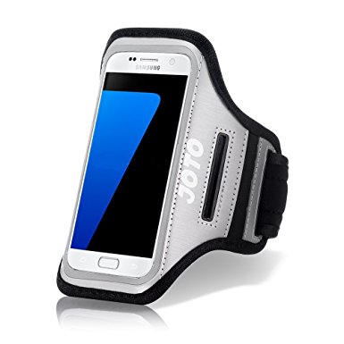 Samsung Galaxy S7 Edge Sport Exercise Armband, JOTO Sport Protective Armband Case, with Key Holder, Credit Card / Money Holder, Sweat Proof, Best for Gym, Running , Exercise , Workout(Grey)