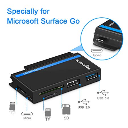 Microsoft Surface Go USB Hub Surface Dock USB 3.0&2.0 Ports Surface Docking Station Memory Card Reader with SD/TF Card Read & Write High-Speed USB 3.0 Docking for Surface go Keyboard Mouse Rocketek