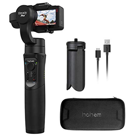 Action Camera Stabilizer, hohem 3-Axis Handheld Gimbal stabilizer for Sony RX0, Gopro Hero 7/6/5/4, Yi Cam 4K, AEE, SJCAM, APEMAN, AKASO Sports Cams, Time-Lapse & Full 640 degrees