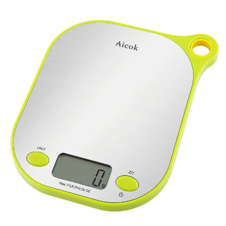 Aicok Kitchen Scale 11lbs/5kg with Tare, Stainless steel Plate, Hanger Style Digital Food Scale Weight Watcher Measuring Scale
