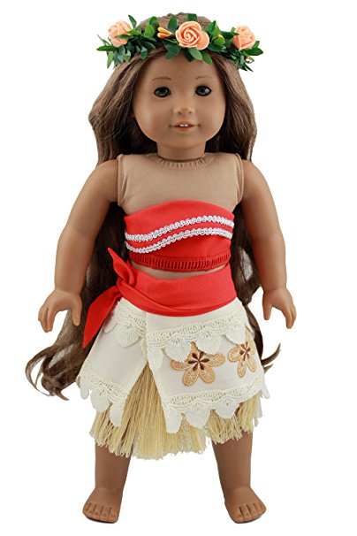 Wesen 18 Inch Doll Clothes Moana Costume outfits Fits American Girl Dolls
