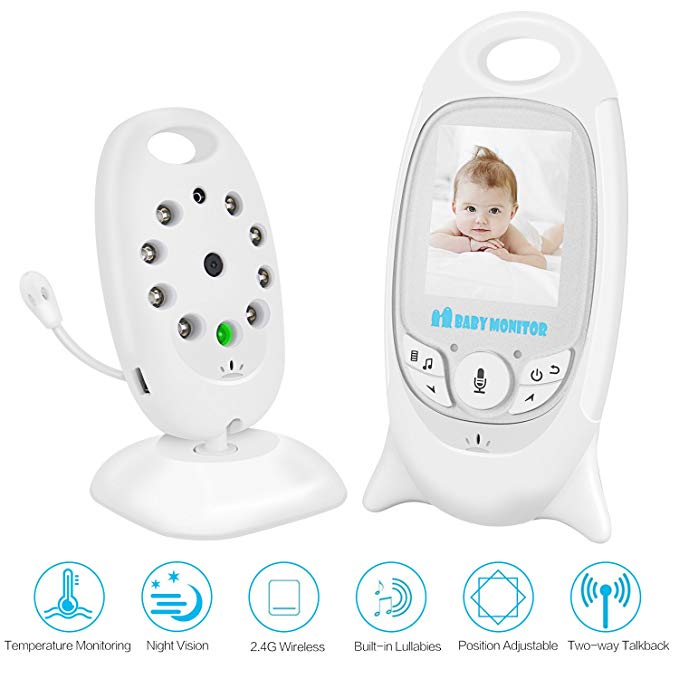 Baby Monitor,Mixmart Baby Video with Camera 2-Way Talk Back Audio and LCD Screen Night Vision,Temp Sensor Digital Video,Babyphone,Nanny,Pets Surveillance for Home Security System