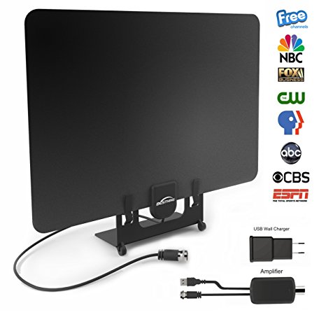 Freeview Indoor HDTV Antenna, 60  Miles Range Amplified Indoor Antenna with 1080P VHF/UHF/FM Stronger Reception, Detachable Amplifier Booster, Power Adapter and 13FT High Performance Coax Cable