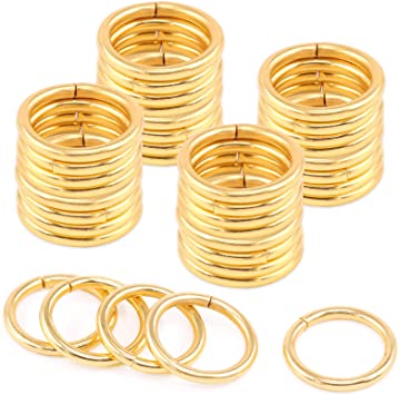 Rustark 60 Pcs 5/8 Inch Gold Heavy Duty Metal O Ring, 3mm Thick Webbing Buckle Loop Ring, Multi-Purpose Clasps Buckles Round Rings for Dog Leas Luggage Belt Craft DIY Accessories (16mm)
