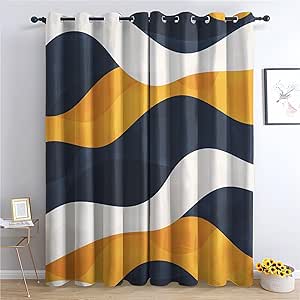 Abstract Curtains for Bedroom - Retro Blackout Curtains for Living Room - Decorative Patterned Grommet Drapes - Window Treatments & Home Decor - 72 Inch Curtains 2 Panel Set - R&Y161