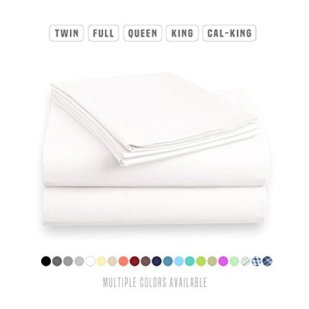 Luxe Bedding Bed Sheet Set - Brushed Microfiber 2000 Bedding - Wrinkle, Fade, Stain Resistant - Hypoallergenic - 4 Piece - Unique Christmas Presents for family (Twin, White)