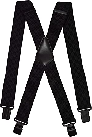 Olata Men’s Braces/Suspenders for Trousers with Extra Wide Straps, X-Shape Design and Black Clips - 4cm