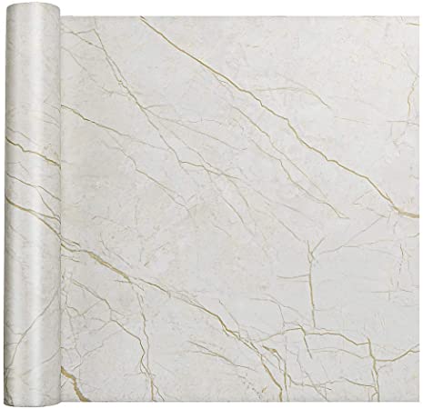 Homein Marble Paper Golden Brown 35.4x78.7 inch Self Adhesive Decorative Matte Granite Vinyl Film Furniture Stick Paper Waterproof Removable Peel & Stick Wallpaper Thick Roll for Countertop Cabinet