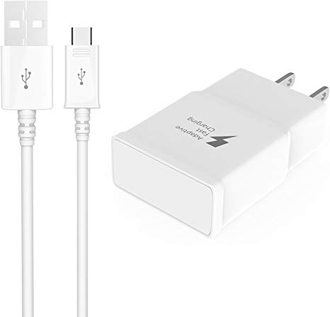 Cubier Adaptive Fast Charging Wall Charger and 5ft Micro to USB Cable Kit for Samsung Galaxy S6/S7/J8/J7/J6/J5/J4/J3/J2/J1 Edge Plus Active, Note 4/5, LG Q6/K7,Nexus 6/5, Motorola Moto G5S Plus/G5/G4/