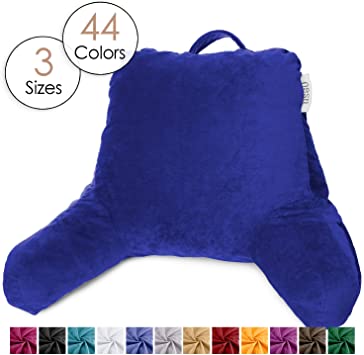 Nestl Reading Pillow, Medium Bed Rest Pillow with Arms for Kids Teens & Adults – Premium Shredded Memory Foam TV Pillow - Royal Blue