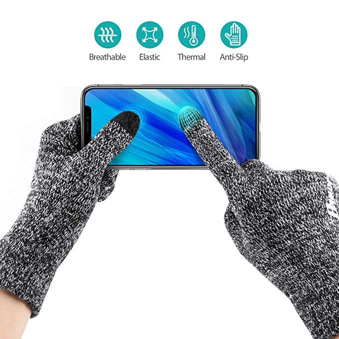 BYMORE Winter Gloves for Woman and Men Touch Screen Elastic Knit Gloves Anti-Slip