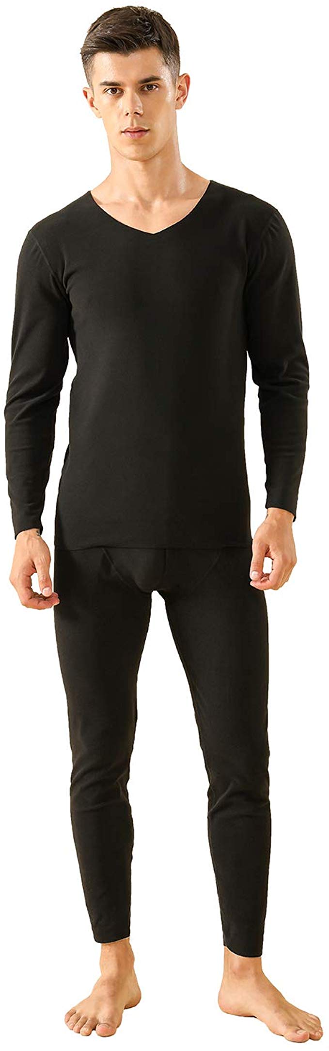 Men's Invisible Thermal Underwear Fleece Thermals Base Layer Long John Set
