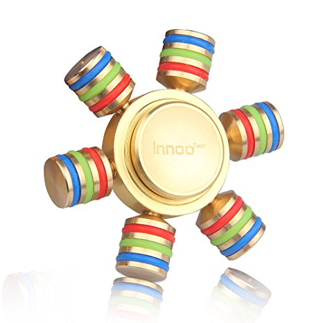 Fidget Spinner | Innoo Tech Six Wings Hands Spinner | 100% Brass | Spins 3 Minutes+ | High Speed Stainless Steel Bearing | ADD, ADHD Focus Anxiety Relief Toys