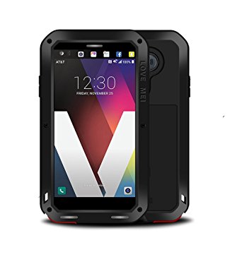 LG V20 Case,Mangix Love Mei Water Resistant Shockproof Aluminum Metal [Outter] Super Anti Shake Silicone [Inner] Fully Body Protection With Gorilla Glass Screen Protector for LG V20 (Black)