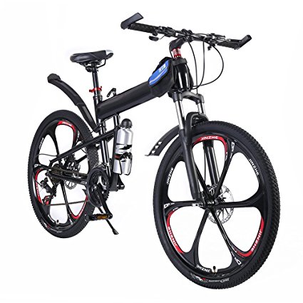 OPATER MTB Foldable Mountain Bike 26″ 24 Speed Sturdy Carbon Steel Frame Bike For Men and Women