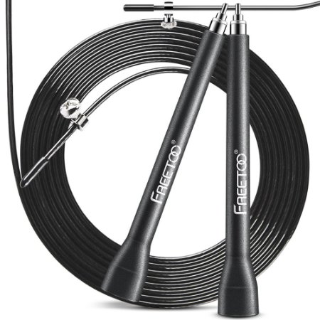 Skipping Rope - Freetoo 10 ft Best Adjustable Speed Jump Rope with Stainless Steel for Cross Fitness Training/Boxing/Endurance Training