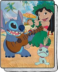 Northwest Lilo and Stitch Silk Touch Sherpa Throw Blanket, 40" x 50", Tropical Mix