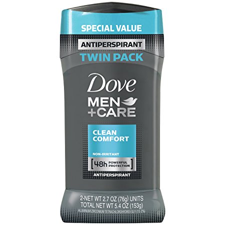 Dove Men Care Antiperspirant Stick, Clean Comfort 2.7 oz, Twin Pack