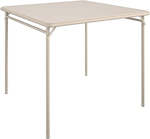 COSCO 34" Square Vinyl Top Folding Card Table, Antique Linen