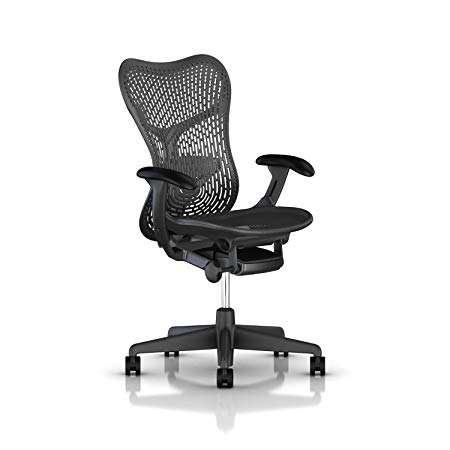 Herman Miller Mirra 2 Task Chair: Standard Tilt - Fixed Seat Depth - Non-Adj Back Support - TriFlex Back - Fixed Arms - Graphite Base & Frame