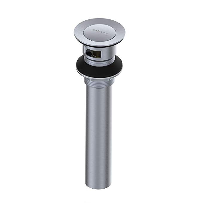 Brushed Nickel Popup Drain-KANARY Sink Pop Up Drain Stopper with Overflow for Bathroom Faucet (Brushed Nickel-Small Cap)