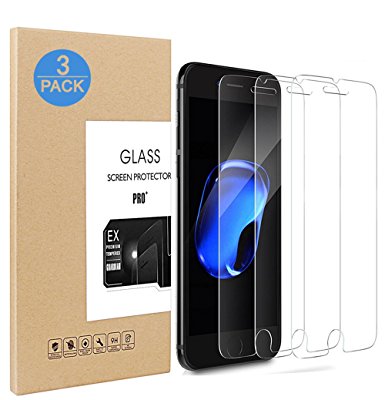 iPhone 7 Plus 6S Plus 6 Plus Screen Protector [3-Pack], GRUTTI Tempered Glass Screen Protector for Apple iPhone 7Plus 6SPlus 6Plus [3-pack, 5.5 Inch]