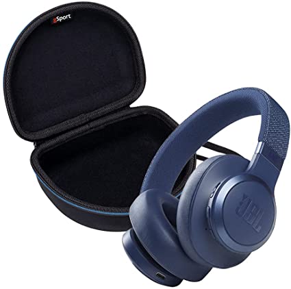 JBL Live 660NC Wireless Over-Ear Noise-Cancelling Headphone Bundle with gSport Case (Blue)