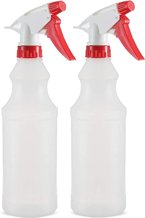 DilaBee Plastic Spray Bottles, Empty Spray Bottles for Cleaning Solutions, 100% Leak Proof with Mist Stream and Off Settings, Spray Bottle for Plants, Alcohol, Bleach, Hair, Cats, (16 Ounce - 2 Pack)