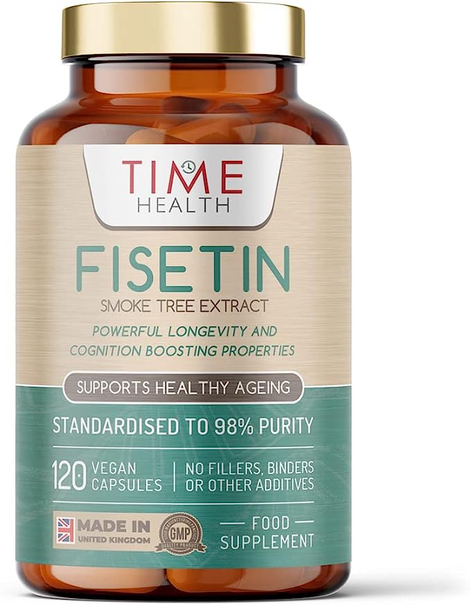 Fisetin - Ultra Pure - 100mg - 60 Capsules - Anti-Ageing - Autophagy - Senolytic - GMP Standards - UK Made - Vegan (120 Count (Pack of 1))