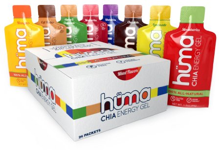 Huma Chia Energy Gel, Variety Pack, 24 Gels - Premier Sports Nutrition for Endurance Exercise